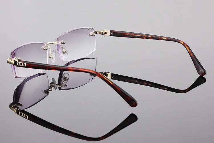 Men's Reading Glasses Rimless Cr39 Alloy  1.0 To  4.0 W02