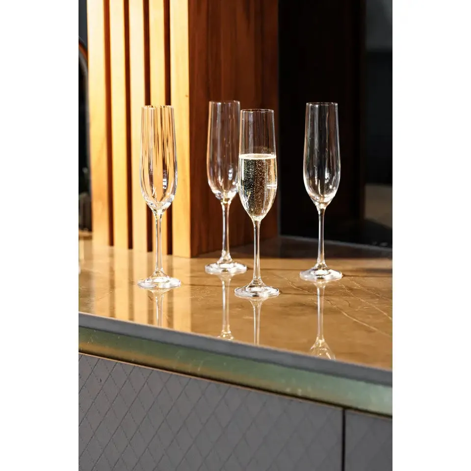 Mikasa Treviso 4-Piece Crystal Flute Glass Set, 190ml