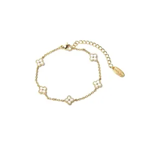 Mini Clover Bracelet White and Gold