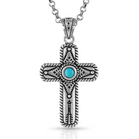 Montana Silversmiths | Necklace | Faith on Point Turquoise Cross