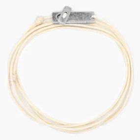 Multi Wraps String Bracelet With Sterling Silver Button (Cream)