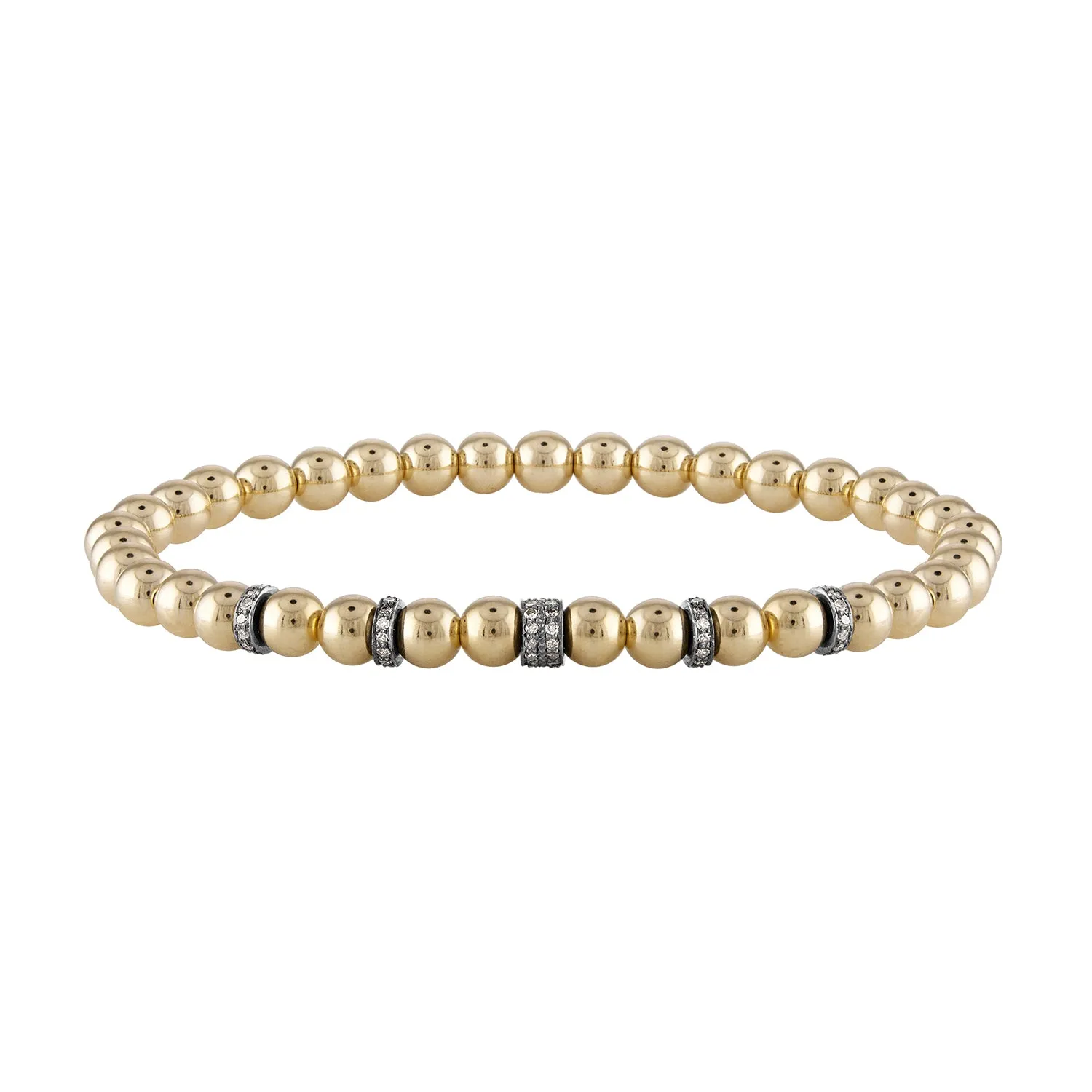 Nathan & Moe Gold Bead and Pavé Rondel Bracelet