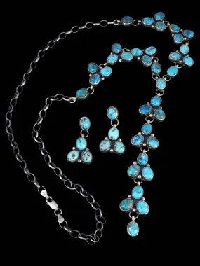 Native American Campitos Turquoise Lariat Necklace Set