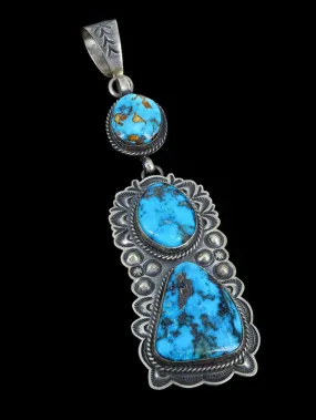 Native American Candelaria Turquoise Sterling Silver Pendant