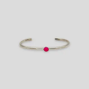 Native American Hot Pink Opal Sterling Silver Bracelet