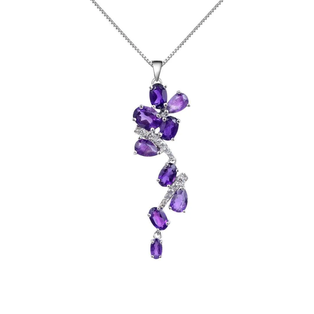 Natural Amethyst Leaf Jewelry Set