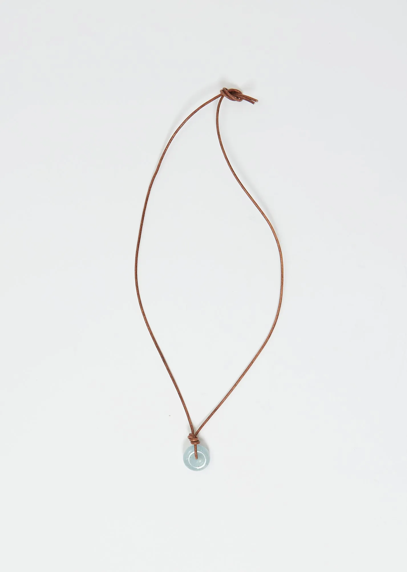 Natural Aquamarine Disk Cord Necklace