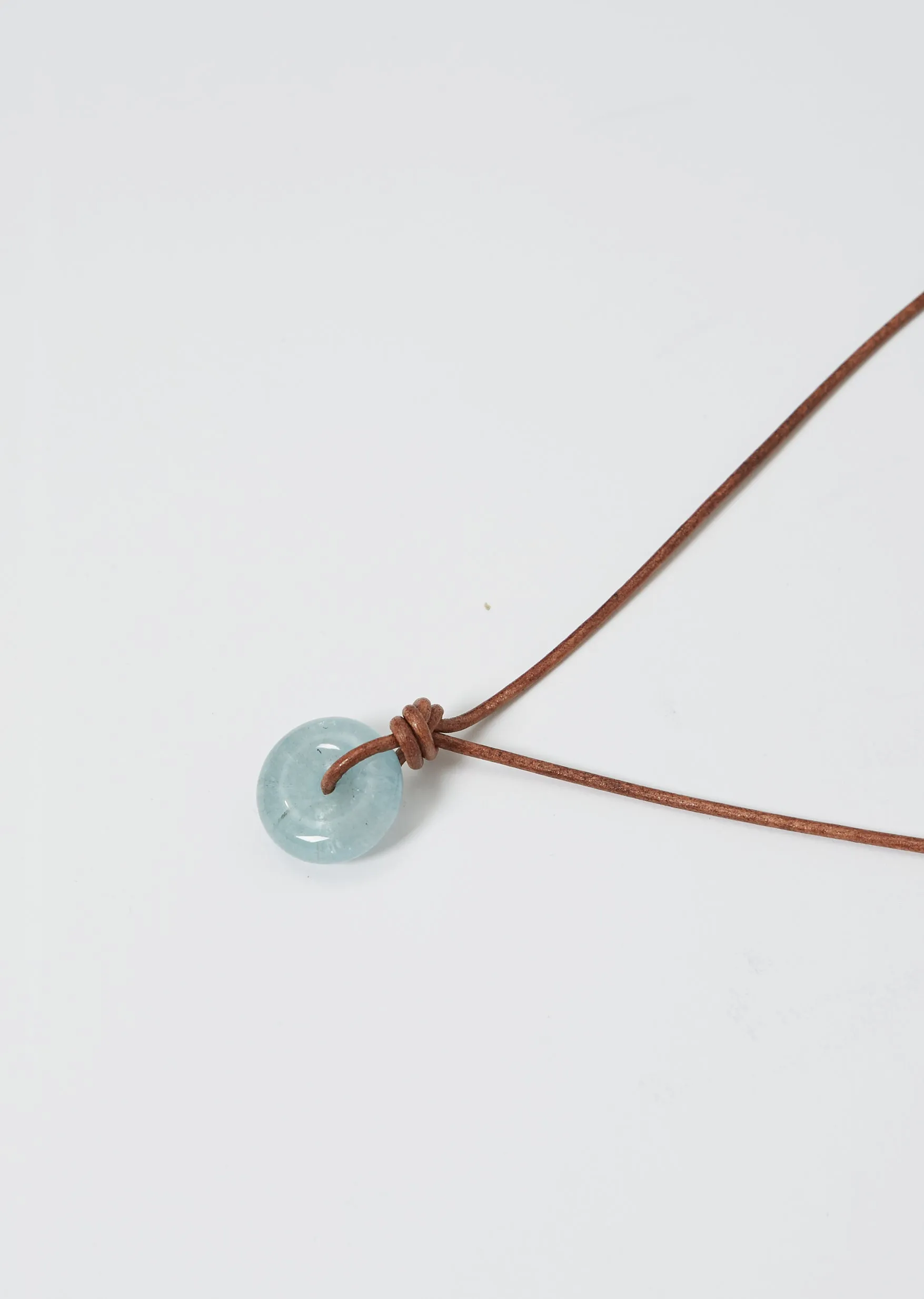 Natural Aquamarine Disk Cord Necklace