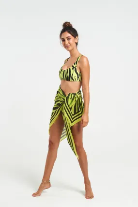 Neon Zebra Fringed Sarong Scarf