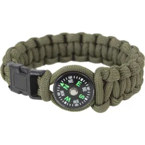 Olive Drab - Cobra Weave Compass Paracord Bracelet