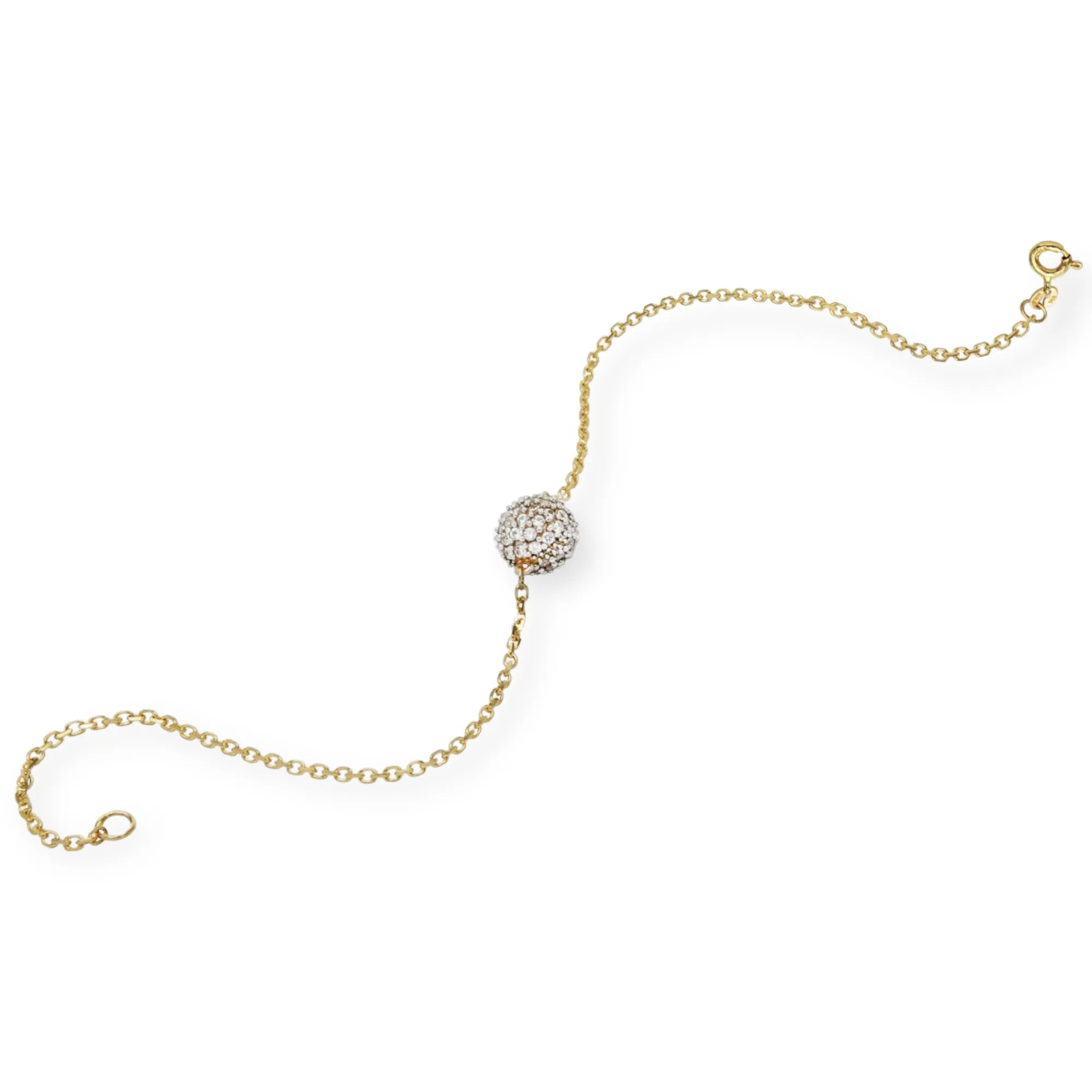 Olive Single Sphere 14K Gold Bracelet