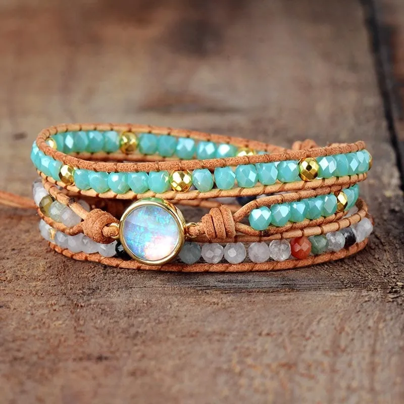 Opal And Rhinestone Wrap Bracelet