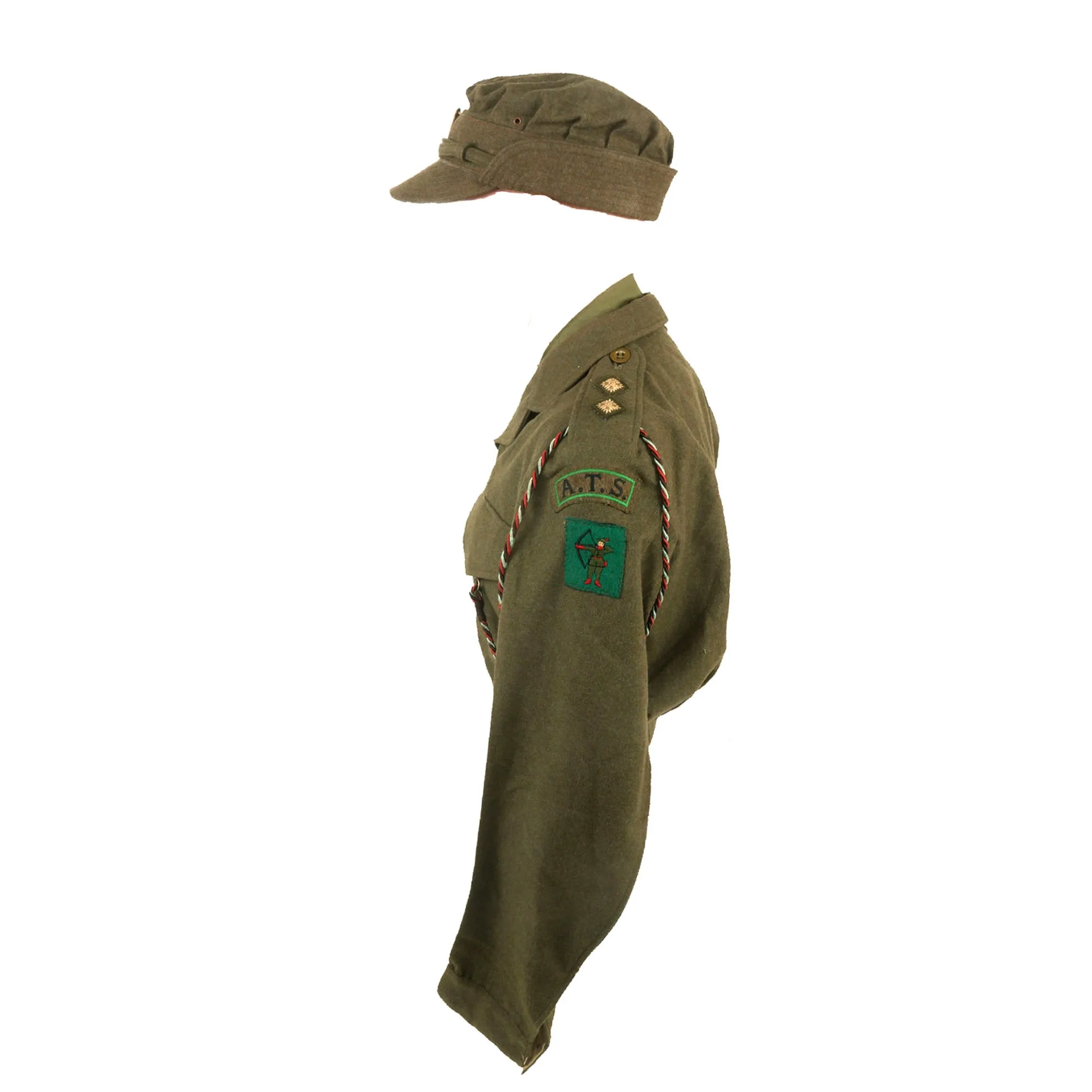 Original British WWII Auxiliary Territorial Service Women’s Uniform Jacket with Tie & Peaked Cap - Dated 1941