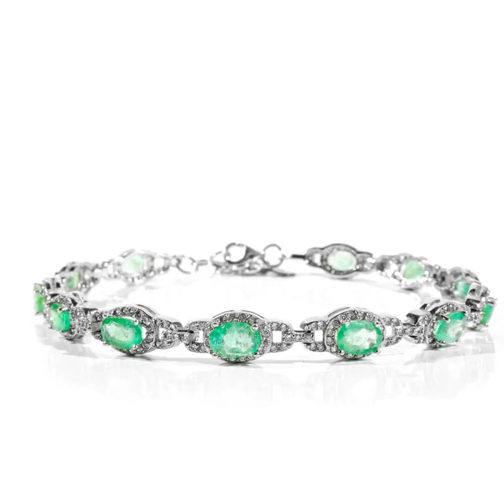 Original Zambian Emerald Gemstone Silver Bracelet (9.5ct) SCB-005