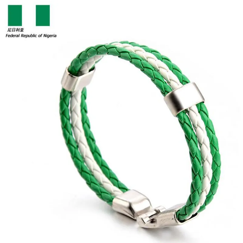 Ornament Woven Flag Flag Color Leather Bracelet Pu Imitation  Bracelet World Cup Country Bracelet