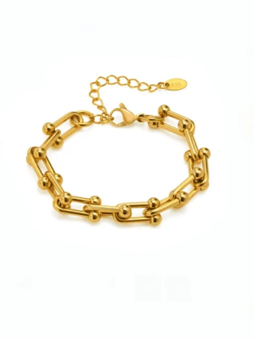 Oval Hardware Bracelet, 18K Gold Plated Titanium Steel Waterproof Kesley Bracelet