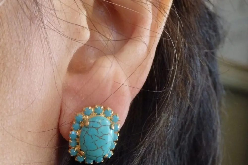 Oval turquoise stud earrings