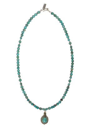 Paige Wallace Beaded Turquoise Pendant Necklace