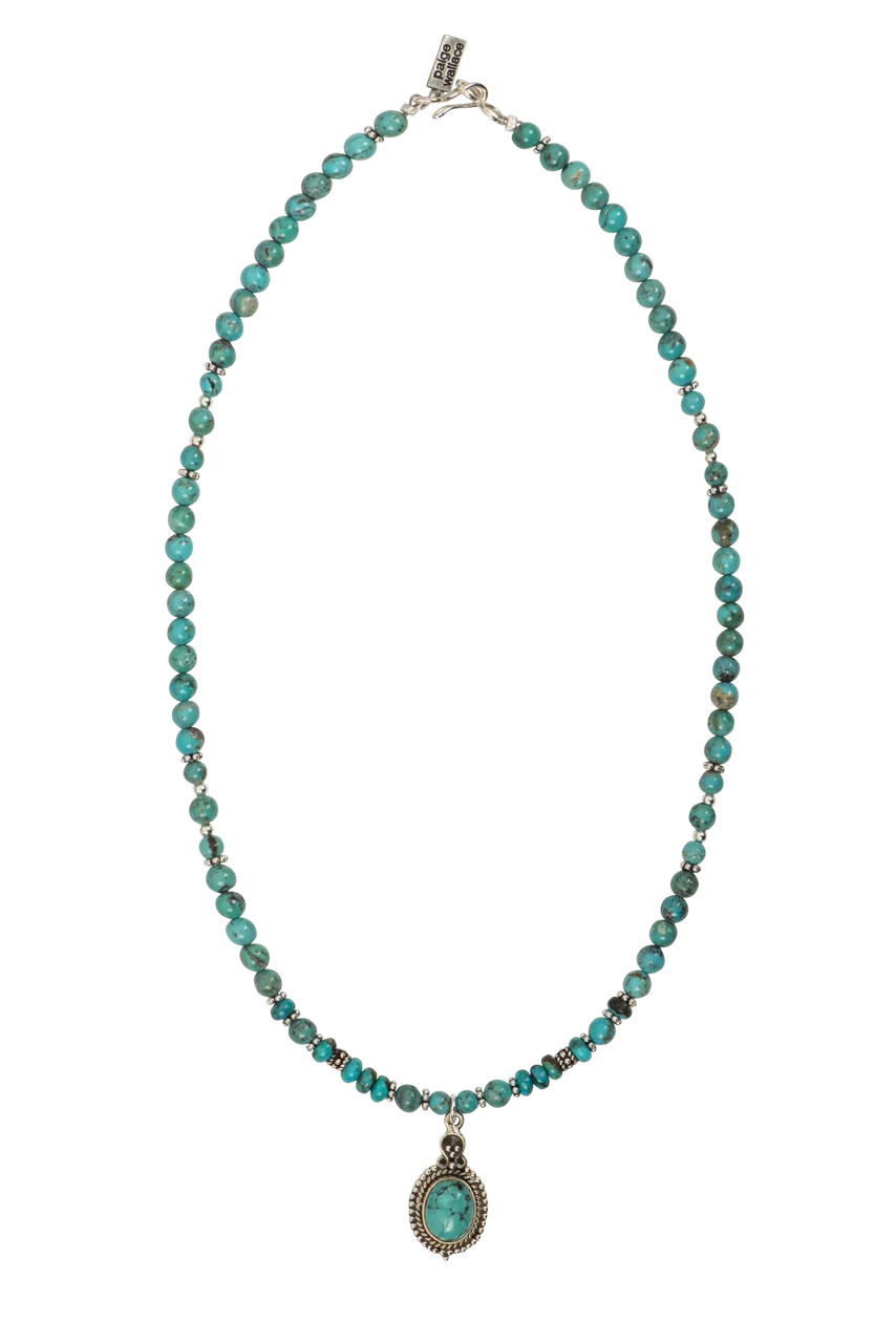 Paige Wallace Beaded Turquoise Pendant Necklace