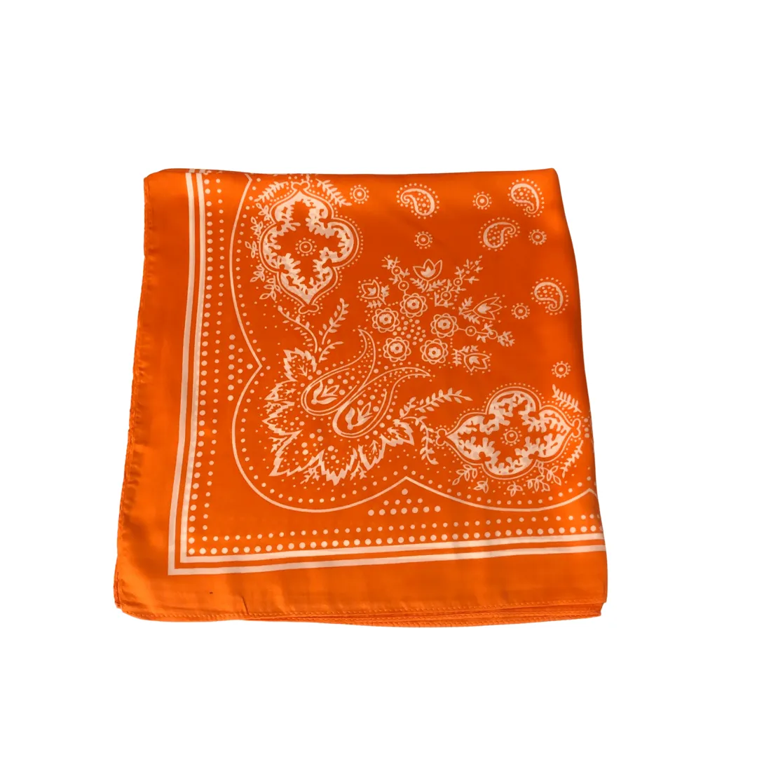 Paisley Necktie Poly Silk Scarf - Motif Orange