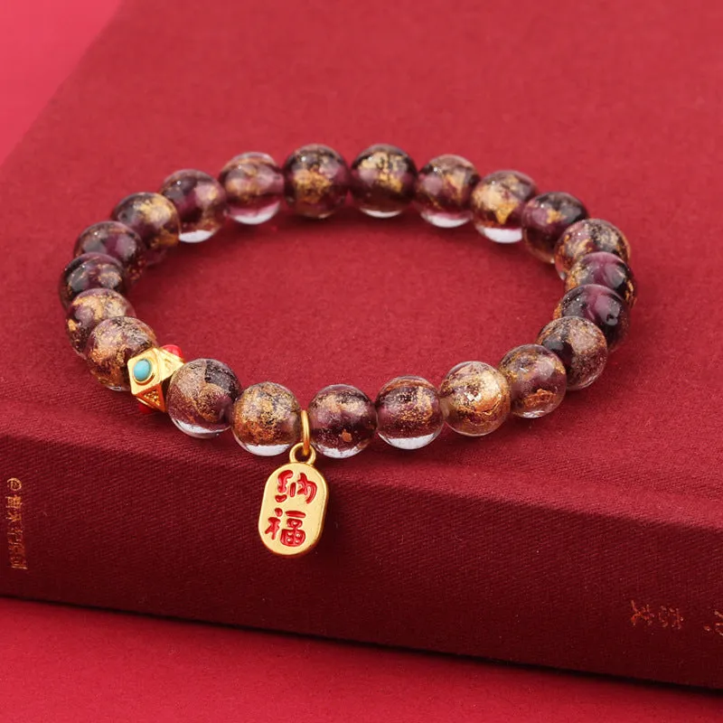 Palace Museum Retro Style Grey Glass Bracelet