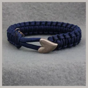 Parachute Cord Bracelet - Navy w/ Silver Heart