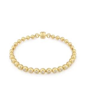 Pave Ball Chain Bracelet- Gold