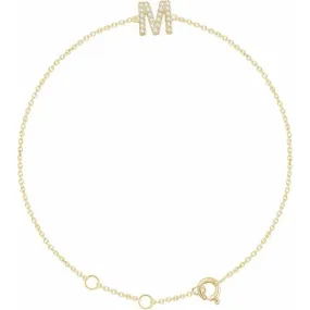 Pave diamond initial bracelet