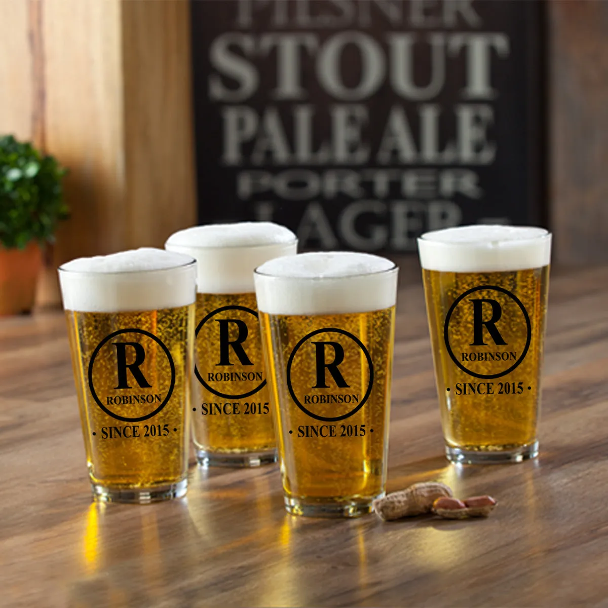 Personalized Pint Glasses - Set of 4