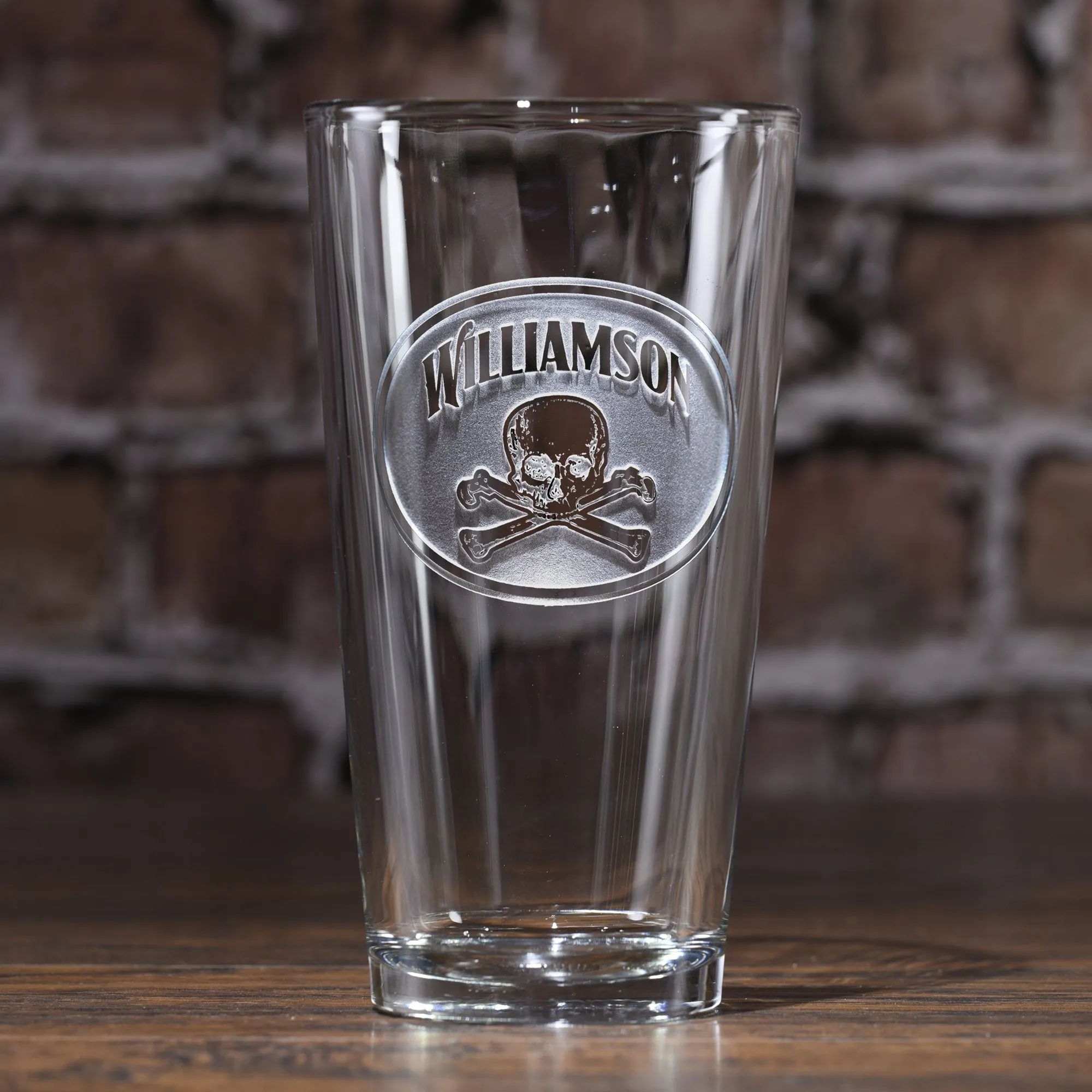 Personalized Skull and Bones Pub Glass