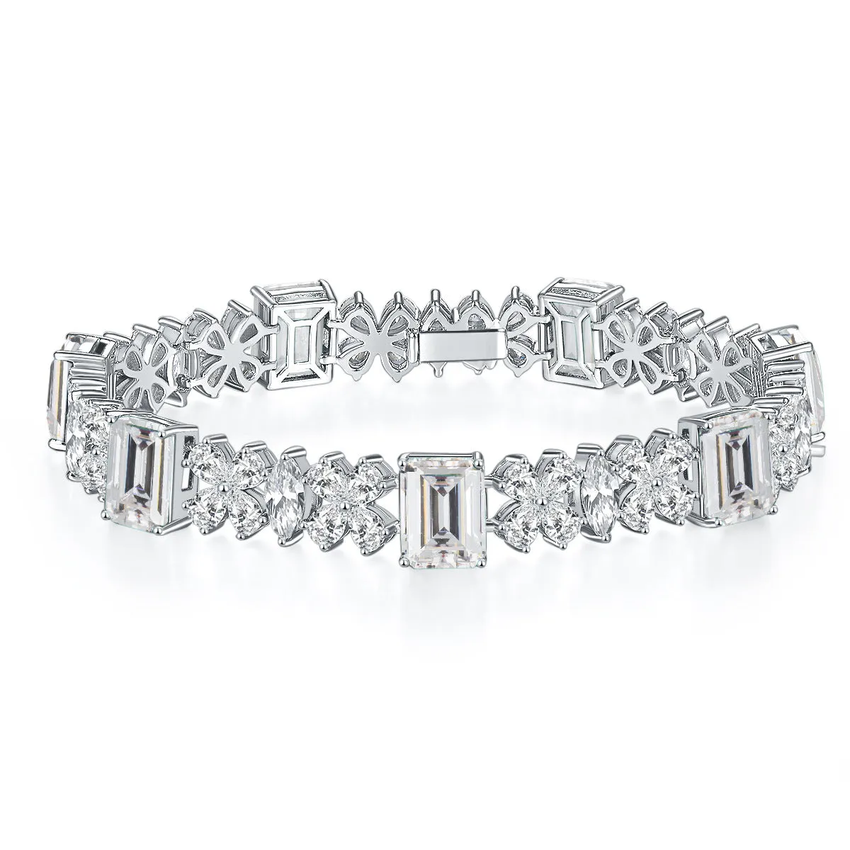 Petals Beading Emerald Cut Zircon Bracelet