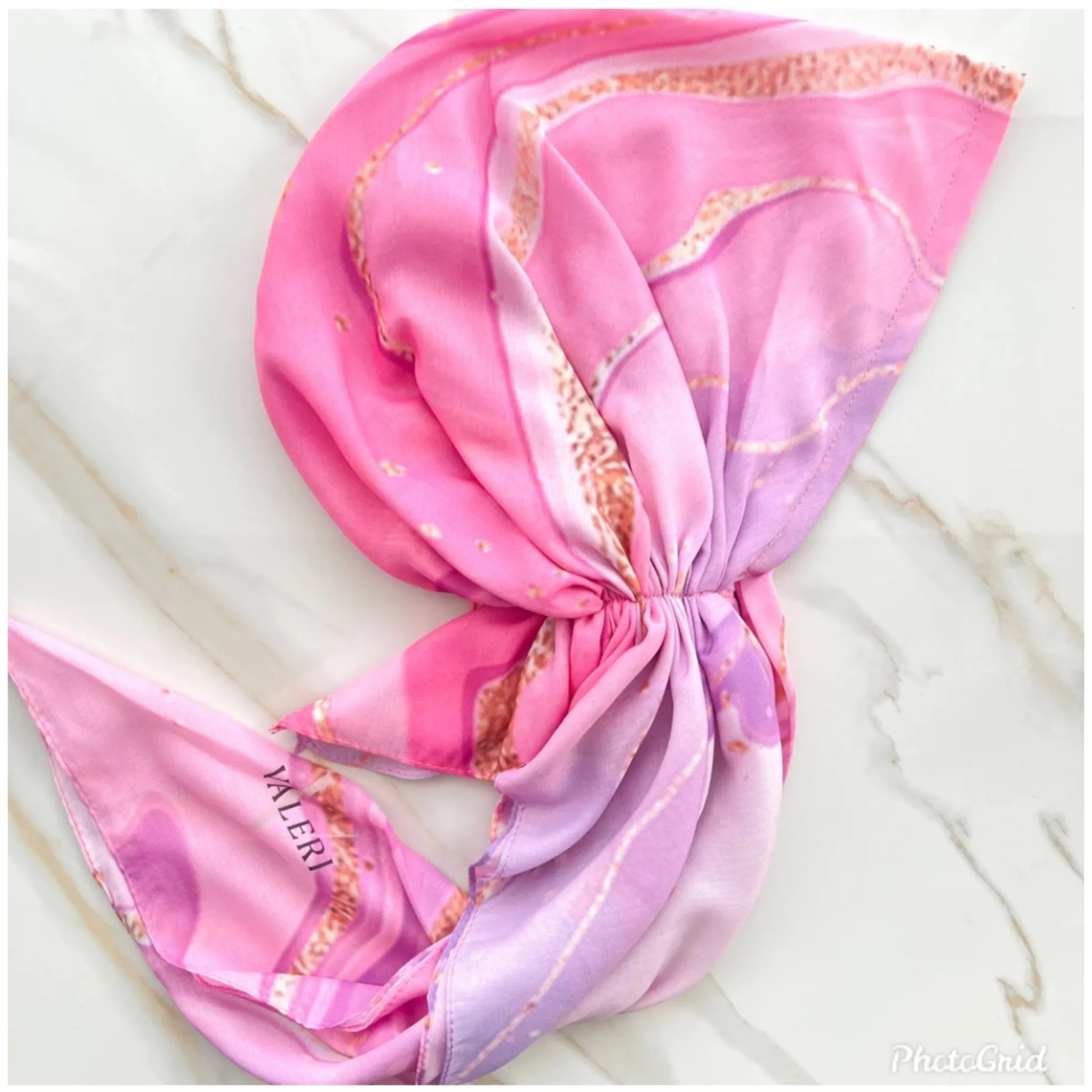 Pink Marble Headscarf by Valeri Many Styles