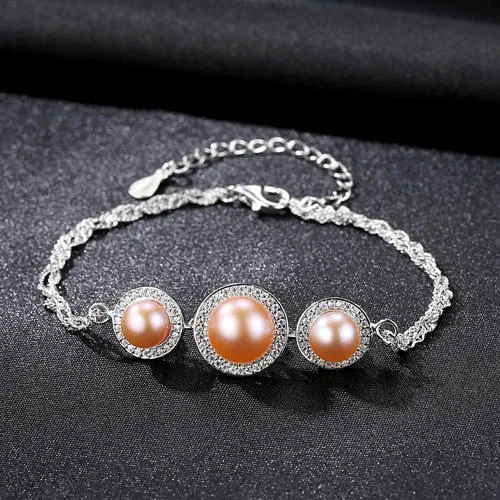 Pink Pearl Silver Bracelet