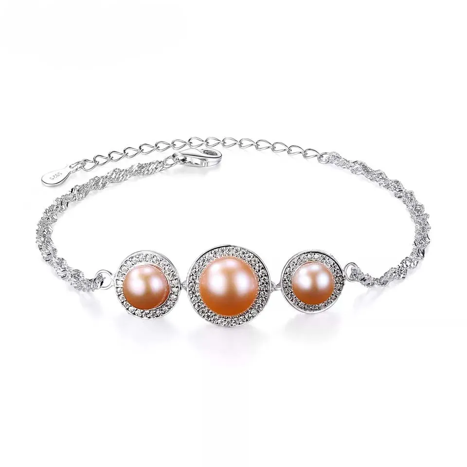 Pink Pearl Silver Bracelet