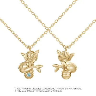 [Pokémon]Vaporeon & Pokéball necklace K18 yellow gold