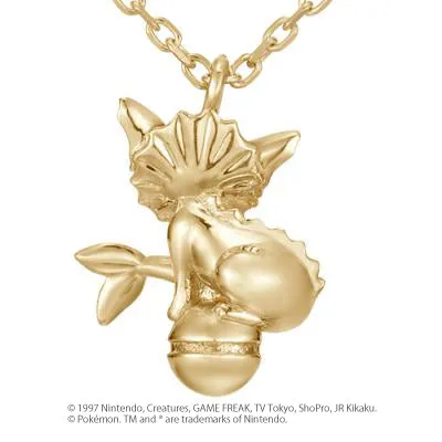 [Pokémon]Vaporeon & Pokéball necklace K18 yellow gold