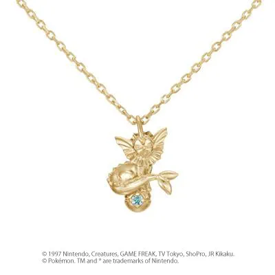 [Pokémon]Vaporeon & Pokéball necklace K18 yellow gold