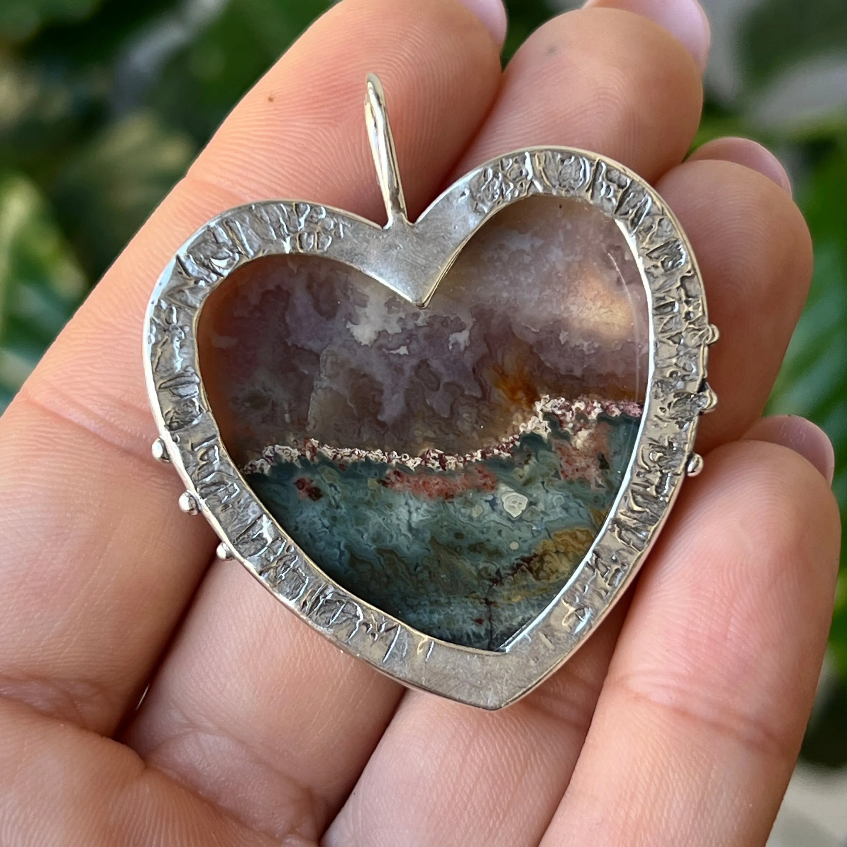 PRE-ORDER FOR LODELA- Prudent Man Agate Heart Pendant