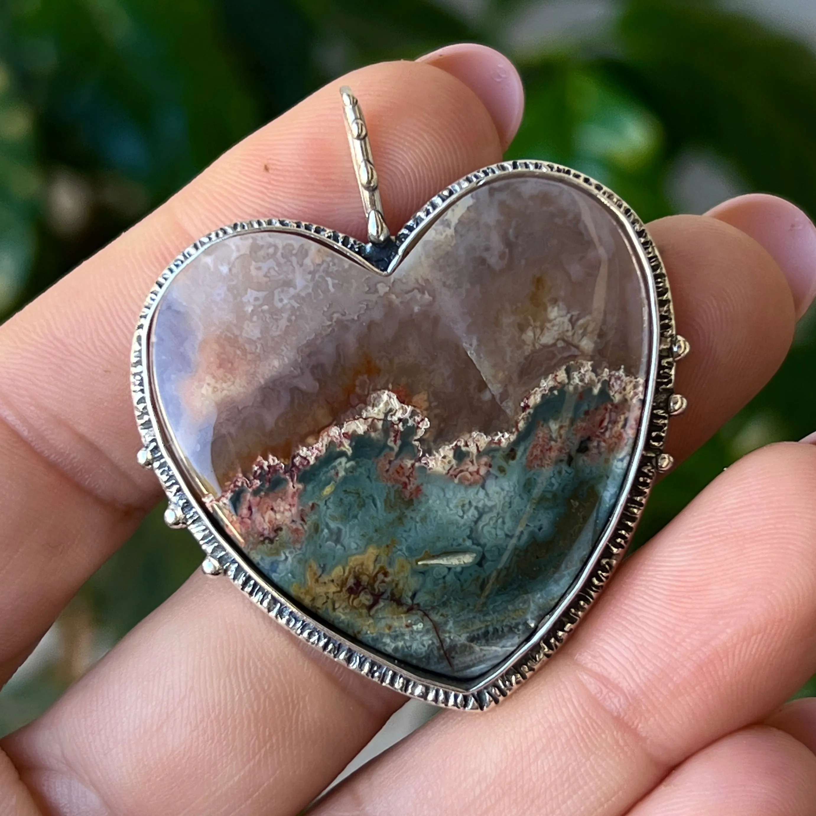 PRE-ORDER FOR LODELA- Prudent Man Agate Heart Pendant