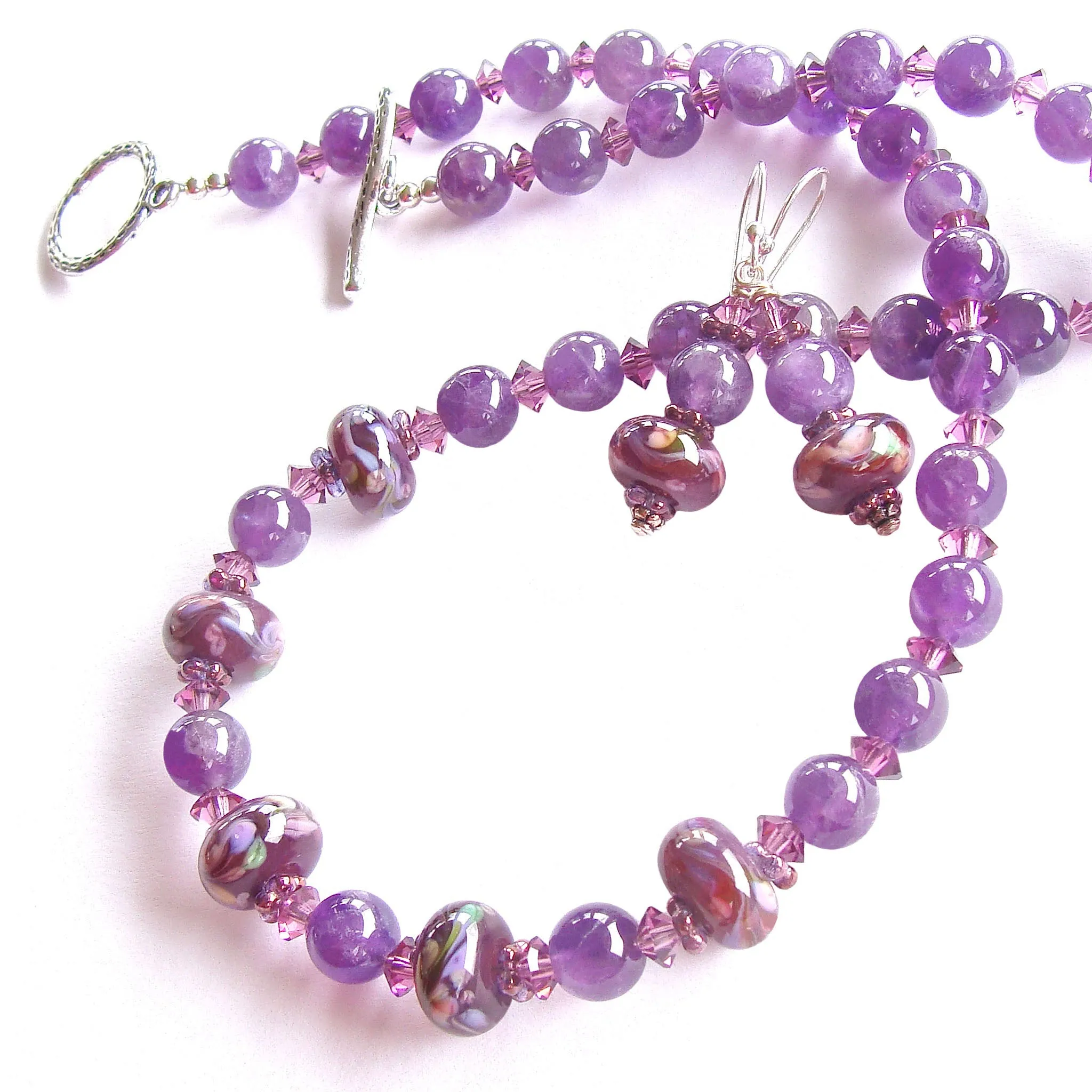 Provence: Amethyst Necklace with Art Glass