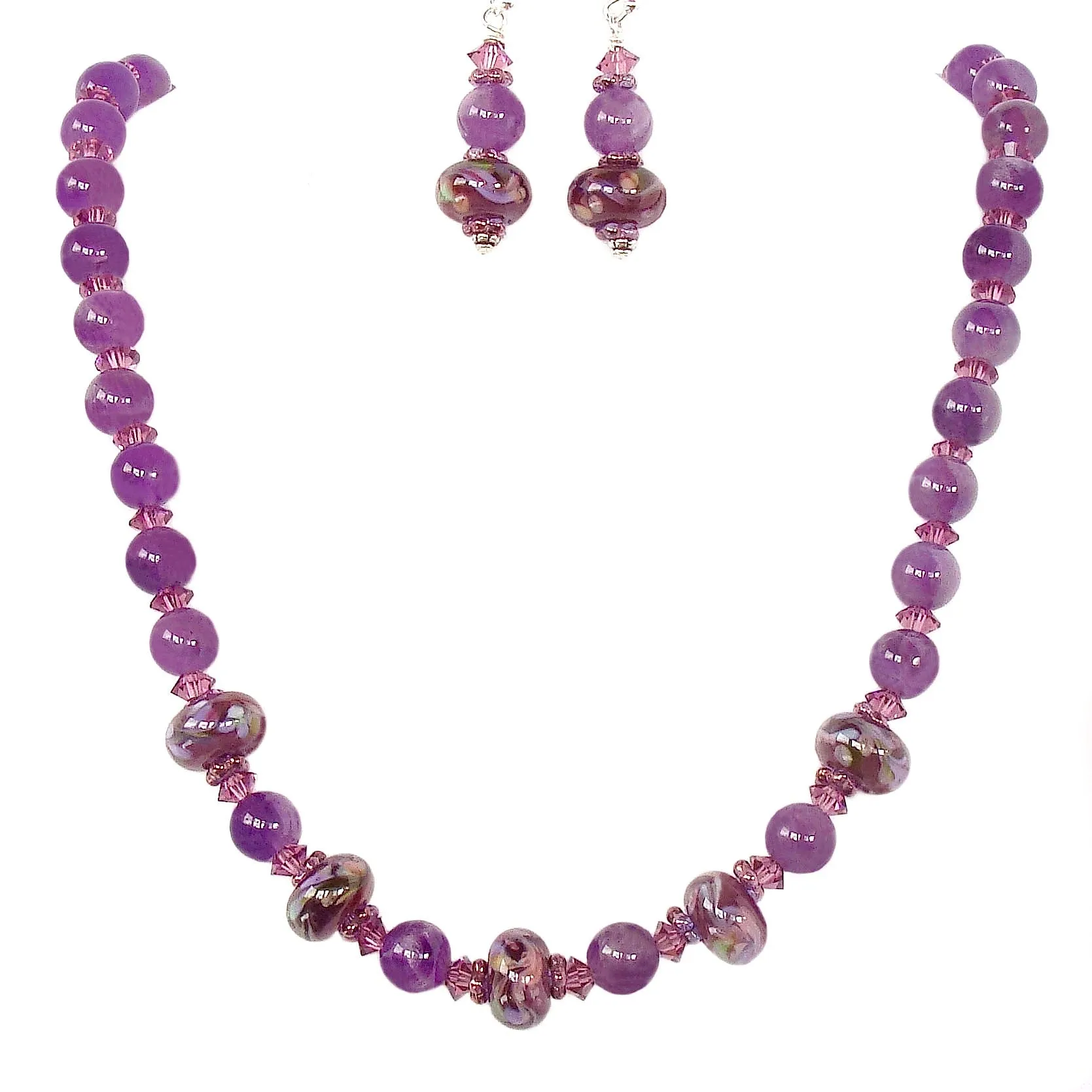 Provence: Amethyst Necklace with Art Glass