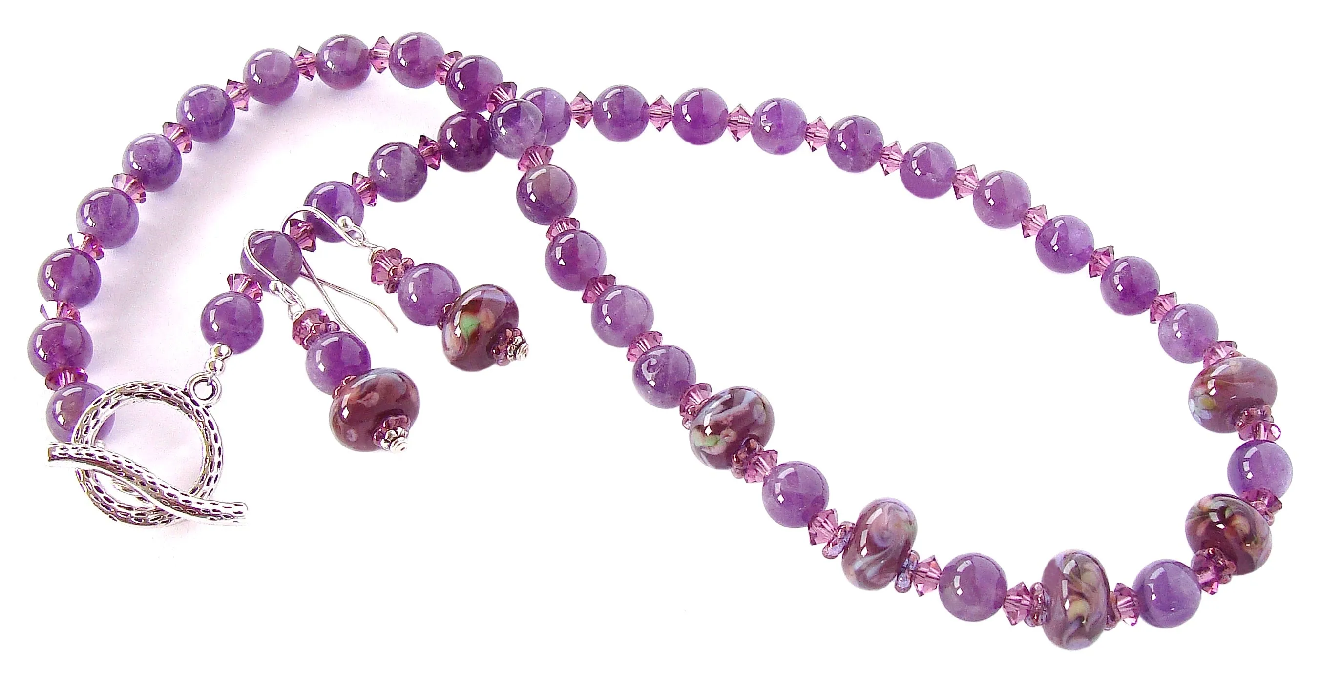 Provence: Amethyst Necklace with Art Glass