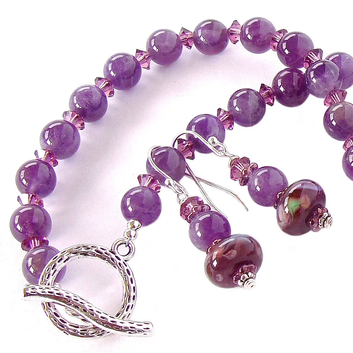 Provence: Amethyst Necklace with Art Glass