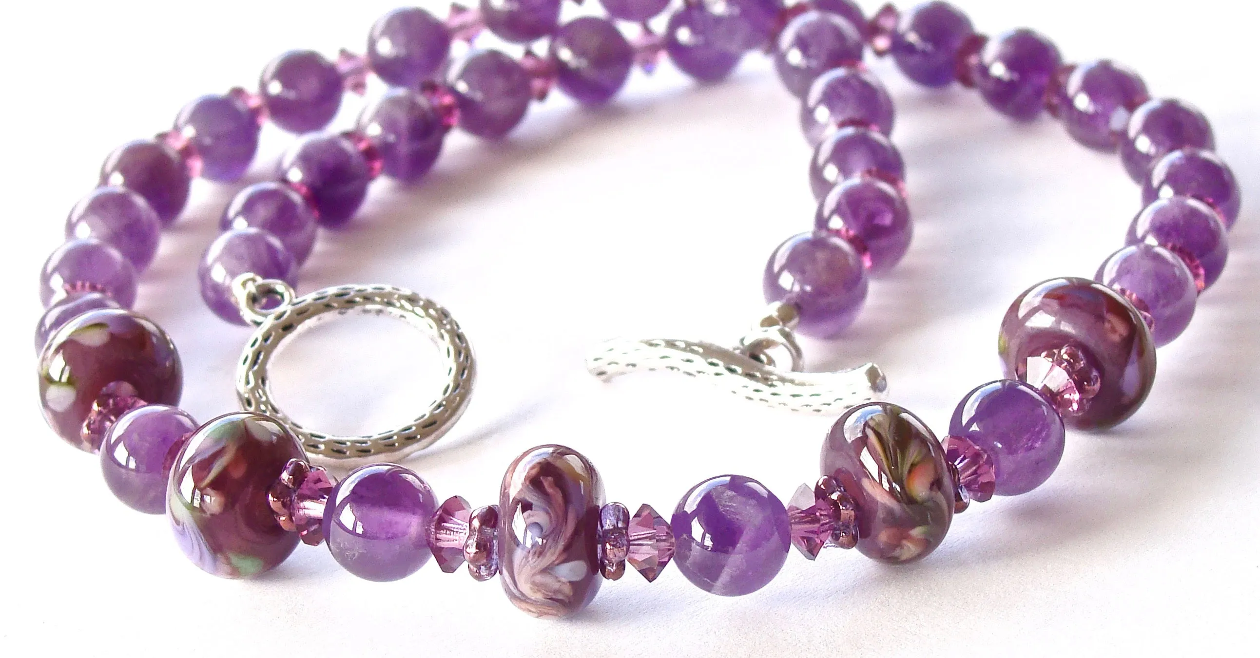 Provence: Amethyst Necklace with Art Glass