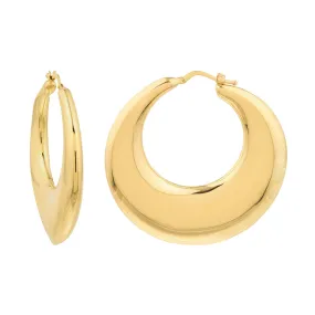 Puffy Gold Tapered Hoop Earrings