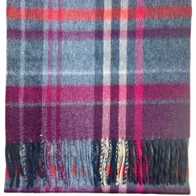 Pure Cashmere Scarf - Charcoal Grey and Wine Check