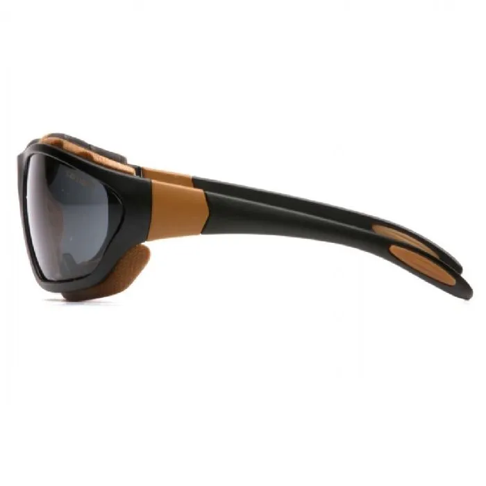 Pyramex Carhartt CHB418DTP Carthage Safety Glasses with Interchangeable Strap Sandstone Bronze Lens Black and Tan Frame One Size, 1 Each