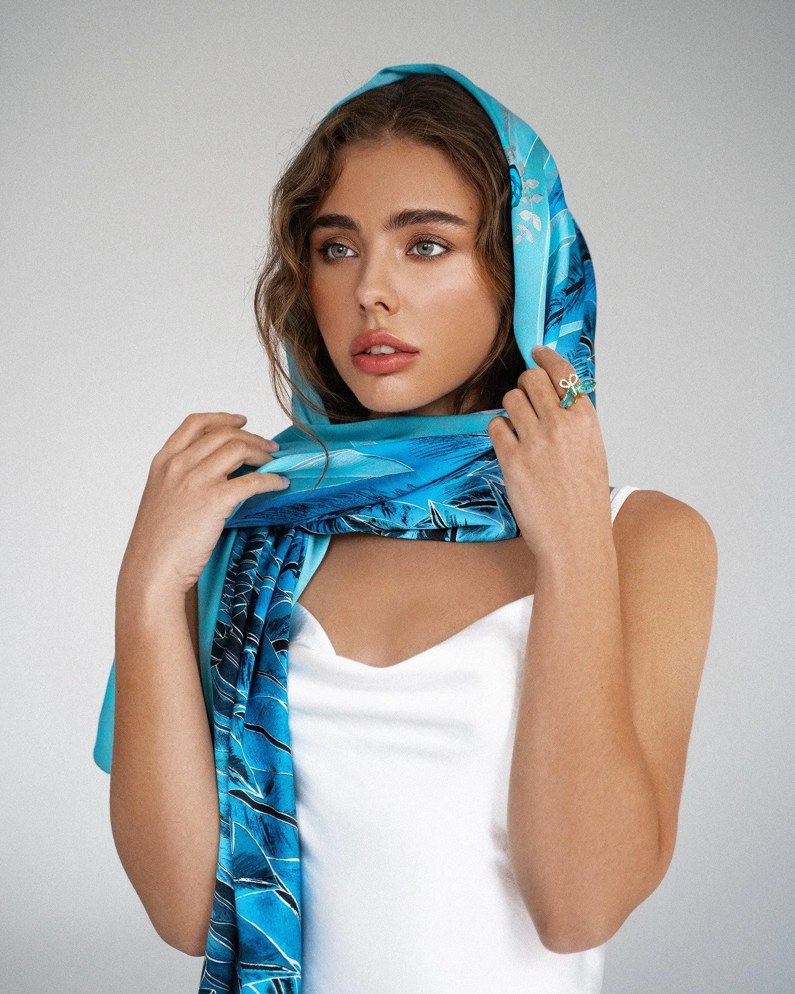 "Azure Wings" Silk Shawl by Zlitay