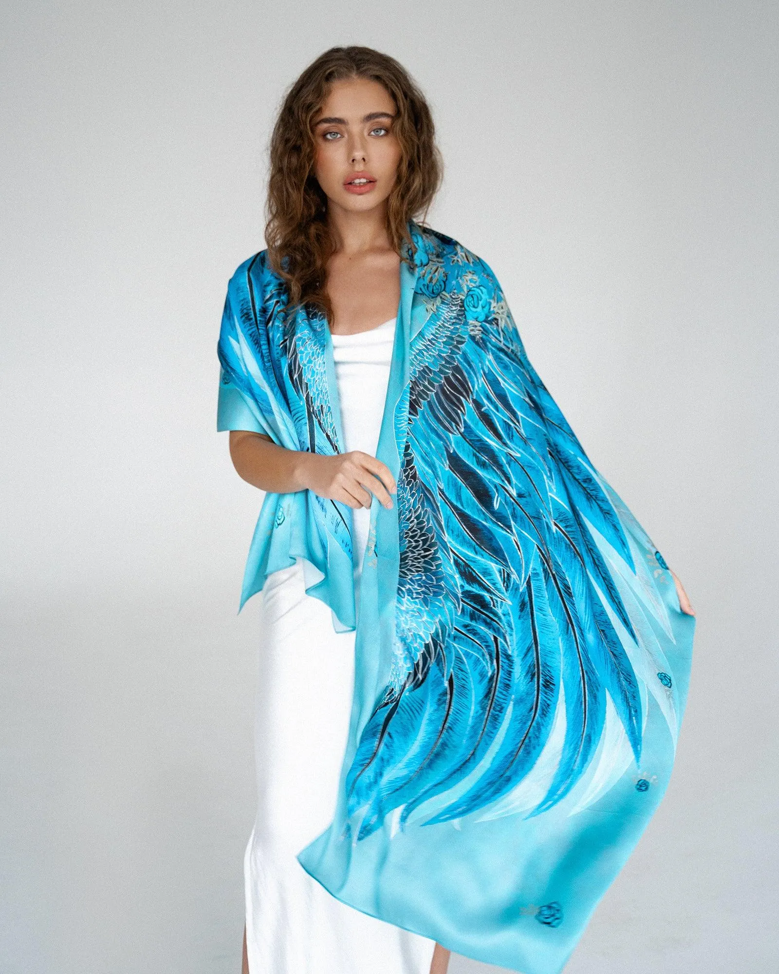 "Azure Wings" Silk Shawl by Zlitay