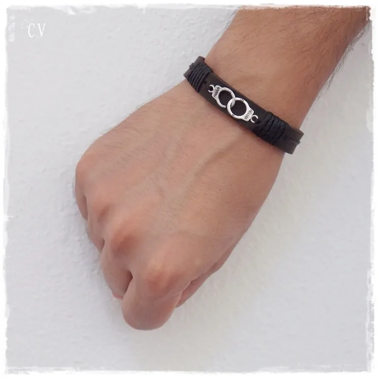 "Freedom" Handcuff Leather Bracelet